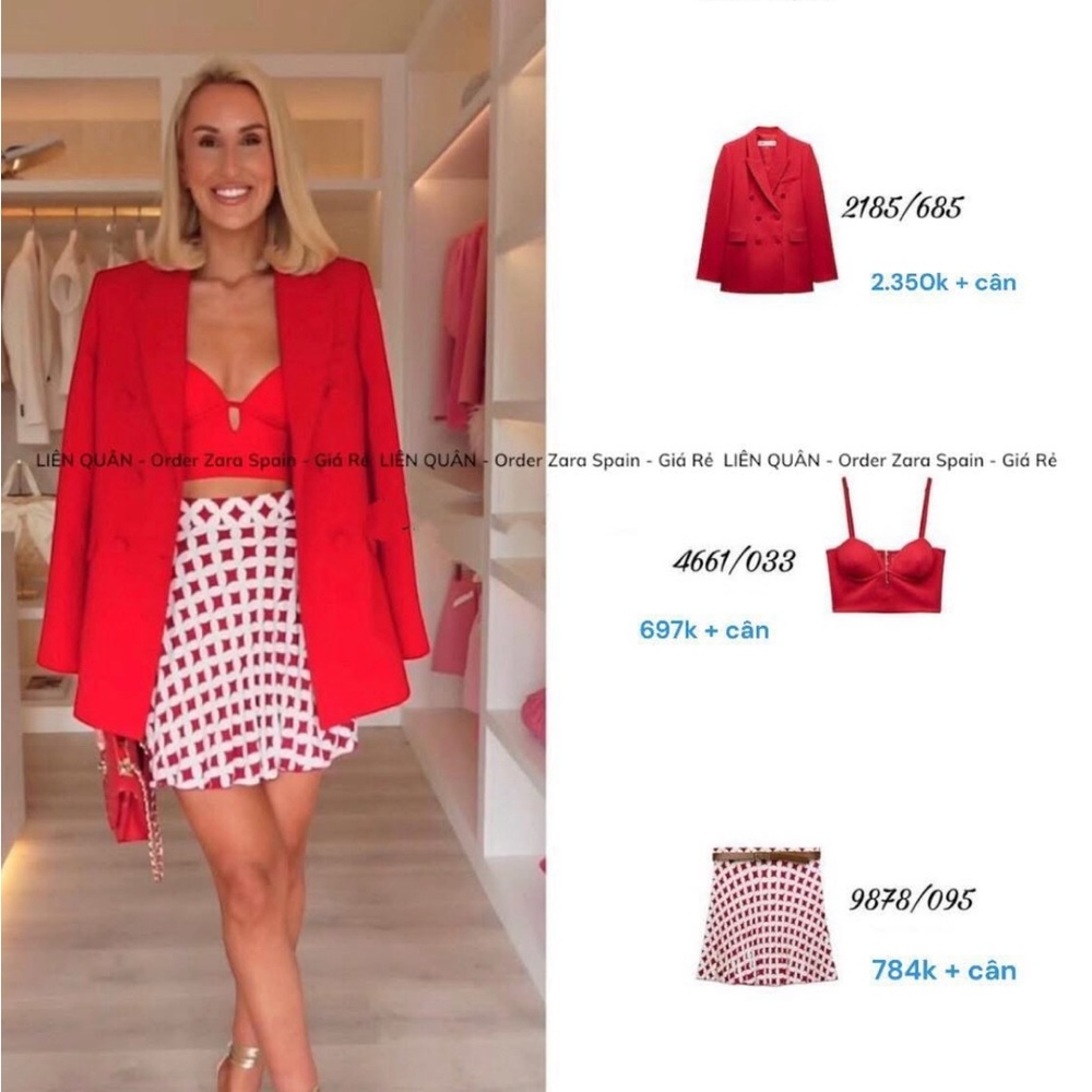 Zara Women's Red Blazer with Skirt - Picture 10 of 12